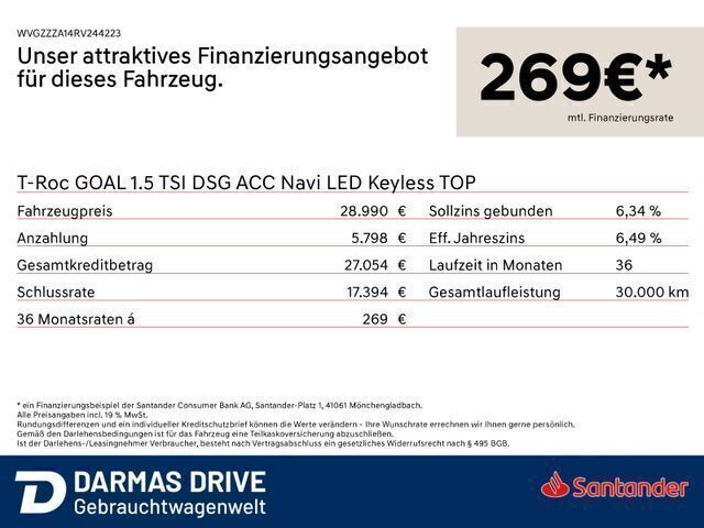 Weiss Gebraucht 2024 VW T-Roc Goal SUV | 28.990 € (Superpreis) - Bild 1/1