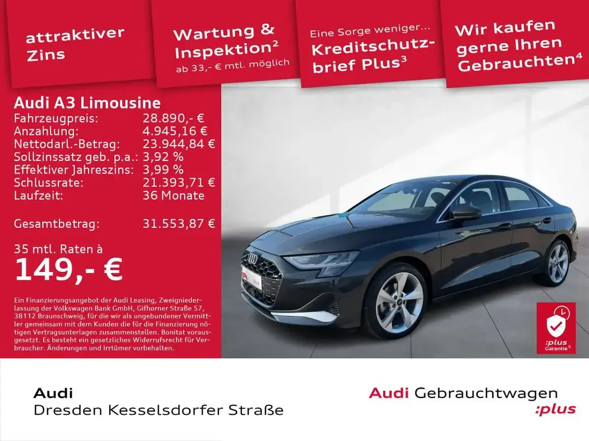 Gebraucht Audi A3 Advanced 150 PS (110 kW) 2025 Grau Limousine