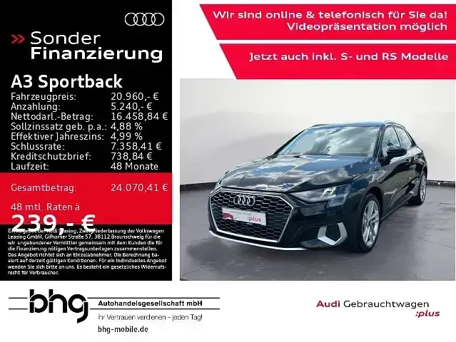 Gebraucht Audi A3 Advanced 110 PS (80 kW) 2023 Schwarz Limousine