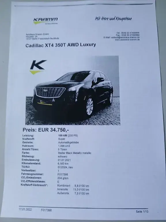 Gebraucht Cadillac XT4 230 PS (169 kW) 2021 Schwarz SUV