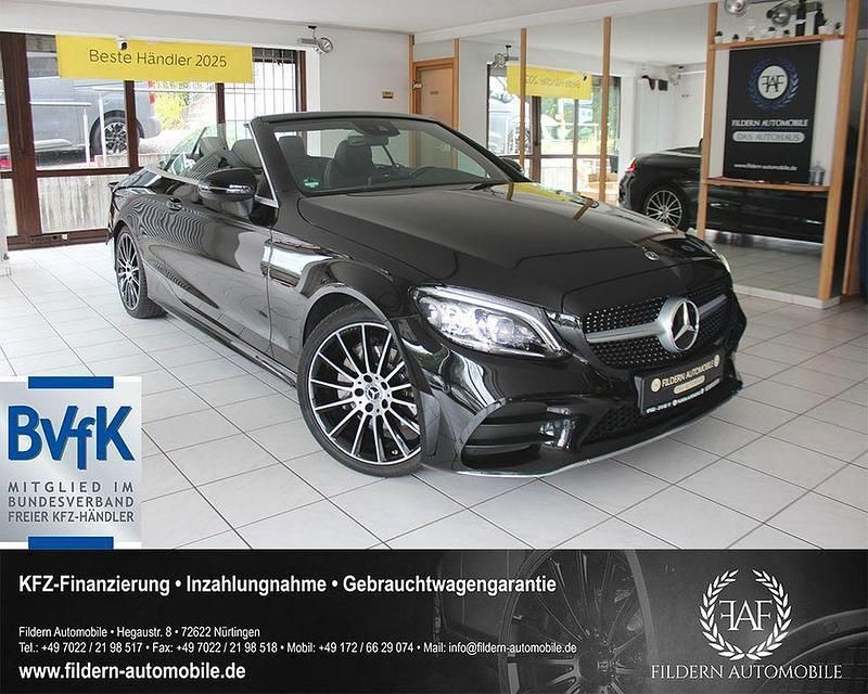 Schwarz Gebraucht 2019 Mercedes C200 AMG line Cabrio | 32.499 € (Fairer Preis) - Bild 1/4