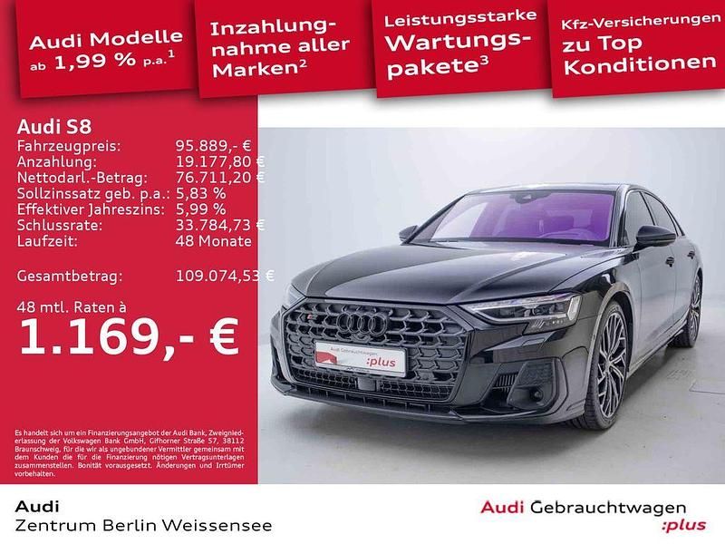 Mythosschwarz metallic Gebraucht 2023 Audi S8 Ambiente Limousine | 95.889 € (Superpreis) - Bild 1/4