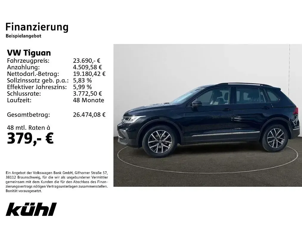 Gebraucht VW Tiguan Life 150 PS (110 kW) 2021 Deep black perleffekt SUV
