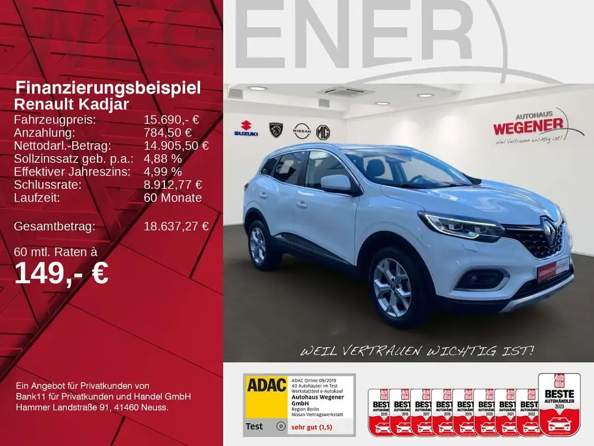 Gebraucht Renault Kadjar LIMITED 140 PS (102 kW) 2019 Weiß SUV