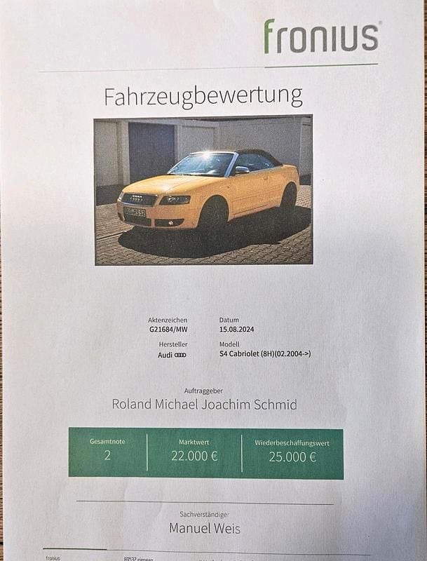 Gebraucht Audi S4 Cabriolet 344 PS (253 kW) 2005 Gelb Cabrio