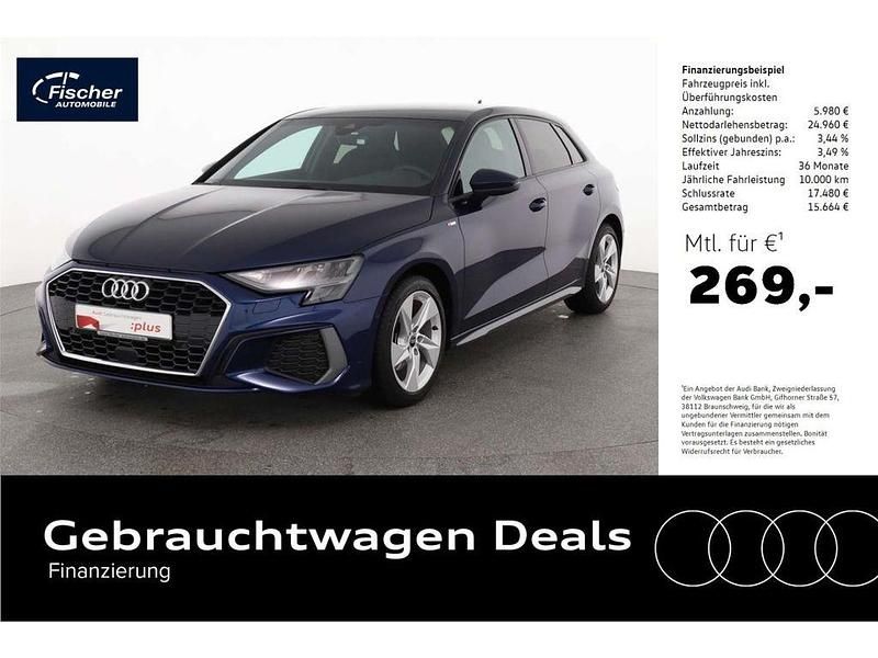 Blau Gebraucht 2024 Audi A3 Sportback S-Line Limousine | 30.940 € (Guter Preis) - Bild 1/4
