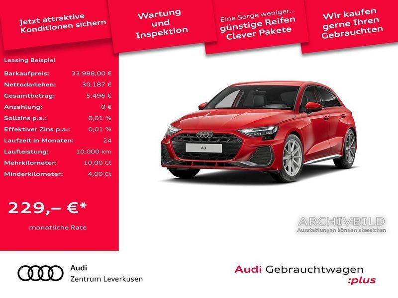 Progressivrot Gebraucht 2025 Audi A3 Sportback S-Line Limousine | 33.988 € (Superpreis) - Bild 1/4