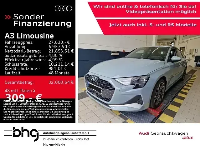 Gebraucht Audi A3 S-Line 116 PS (85 kW) 2024 Grau Limousine