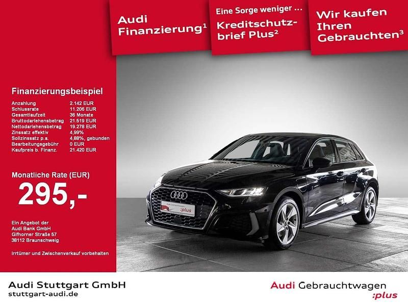 Mythosschwarz metallic Gebraucht 2021 Audi A3 Sportback e-tron S-Line Limousine | 21.420 € (Guter Preis) - Bild 1/2
