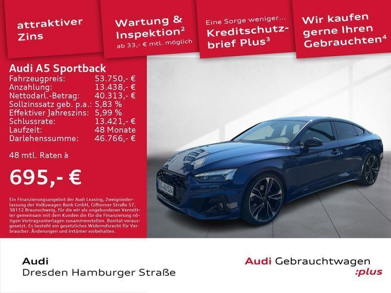 Ascariblau metallic Gebraucht 2025 Audi A5 Sportback Business Limousine | 53.750 € - Bild 1/2