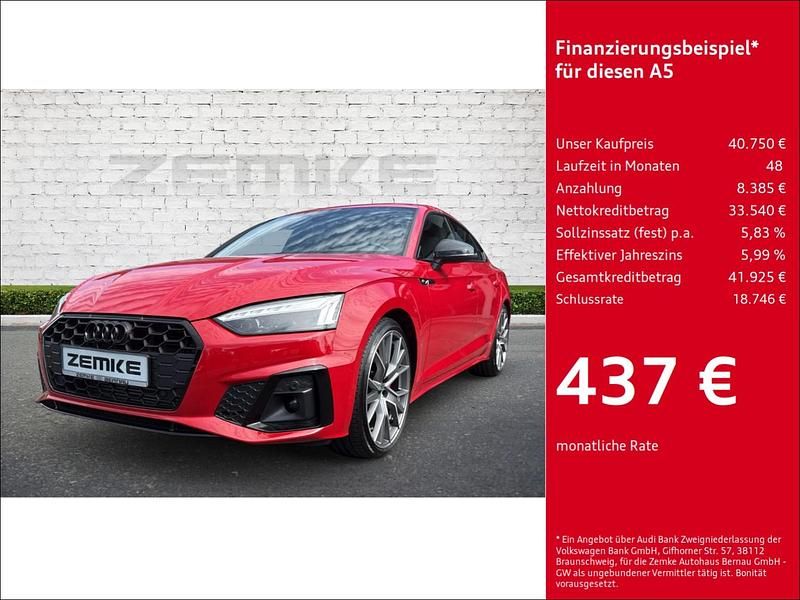 Rot Gebraucht 2022 Audi A5 Sportback S-Line Kleinwagen | 40.750 € (Fairer Preis) - Bild 1/4