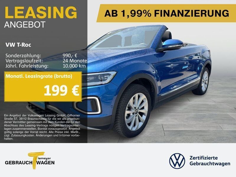 Blau Gebraucht 2024 VW T-Roc Cabriolet Style Cabrio | 25.990 € (Guter Preis) - Bild 1/4