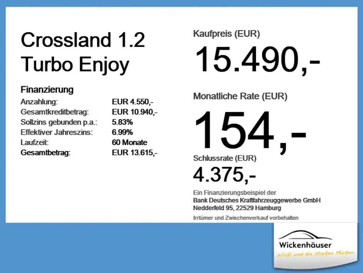 Gebraucht Opel Crossland Enjoy 110 PS (80 kW) 2024 Schwarz SUV