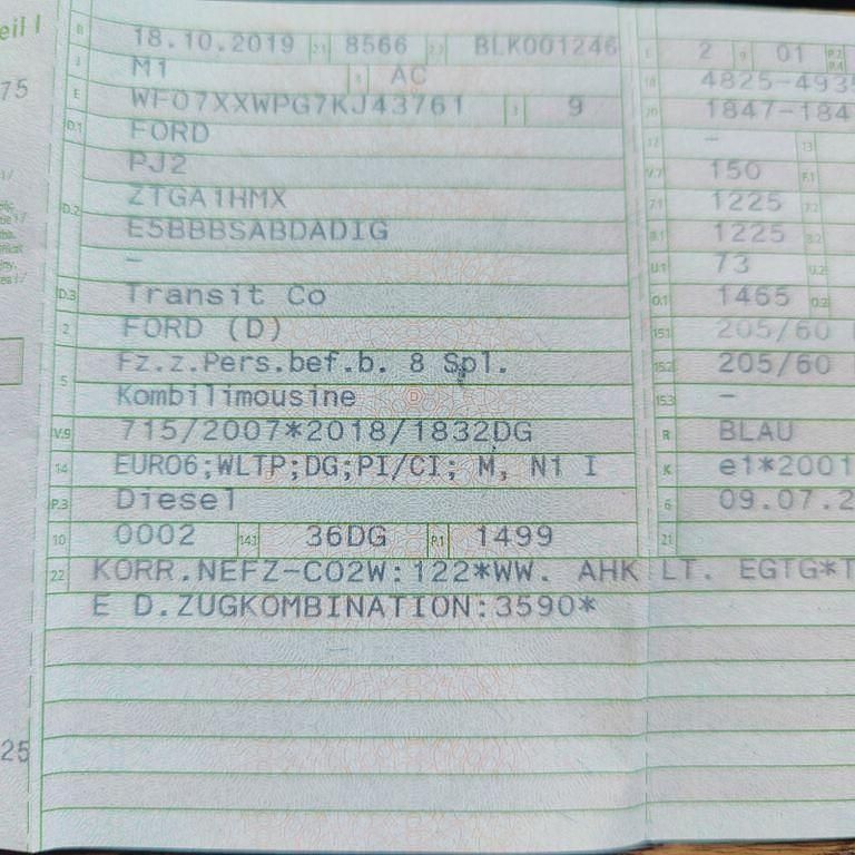 Usata Ford Transit 120 CV (88 kW) 2019 Blu Berlina