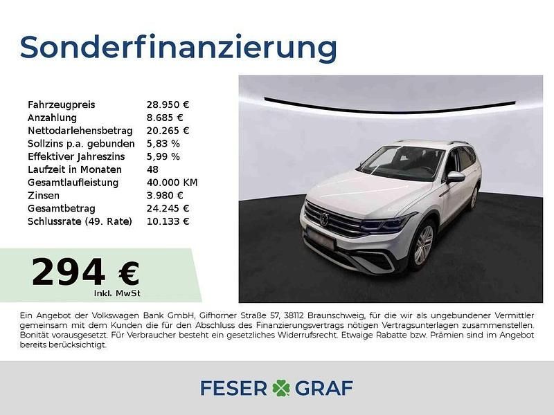 Pure white Gebraucht 2022 VW Tiguan Allspace Elegance SUV | 28.950 € (Fairer Preis) - Bild 1/3