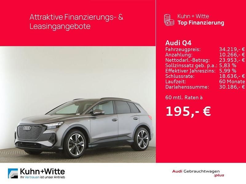 Taifungrau metallic Gebraucht 2022 Audi Q4 e-tron Ambiente SUV | 34.219 € (Superpreis) - Bild 1/3