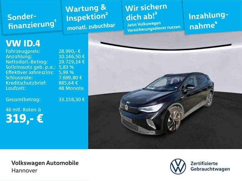 Mythosschwarz (metallic) Gebraucht 2022 VW ID.4 Pro Performance SUV | 28.990 € (Fairer Preis) - Bild 1/3