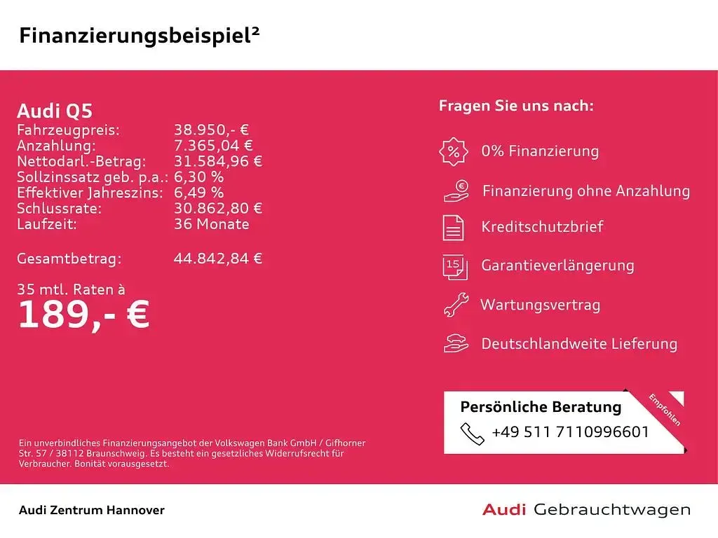 Gebraucht Audi Q5 S-Line 204 PS (150 kW) 2024 Brillantschwarz SUV