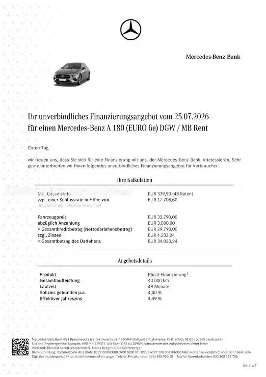 Gebraucht Mercedes A180 Progressive 136 PS (100 kW) 2026 Mountaingrau  met. Limousine