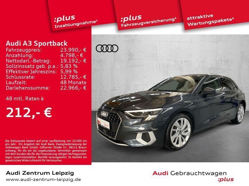 Grau Gebraucht 2021 Audi A3 Sportback Sport Limousine | 24.950 € (Etwas zu teuer) - Bild 1/3