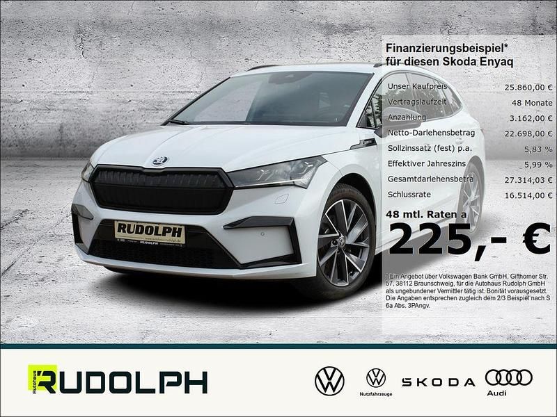 Weiss Gebraucht 2021 Skoda Enyaq iV SportLine SUV | 25.860 € (Guter Preis) - Bild 1/4