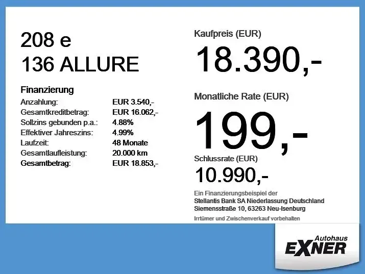 Gebraucht Peugeot e-208 Allure 100 kW (136 PS) 2023 Weiss Kleinwagen