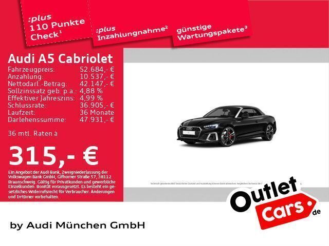 Mythosschwarz metallic Gebraucht 2023 Audi A5 Cabriolet S-Line Cabrio | 55.112 € (Teuer) - Bild 1/2