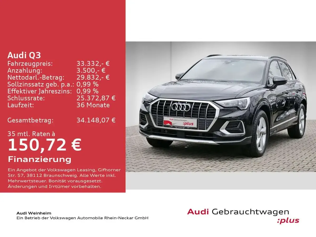 Gebraucht Audi Q3 Advanced Plus 150 PS (110 kW) 2025 Mythosschwarz metallic SUV