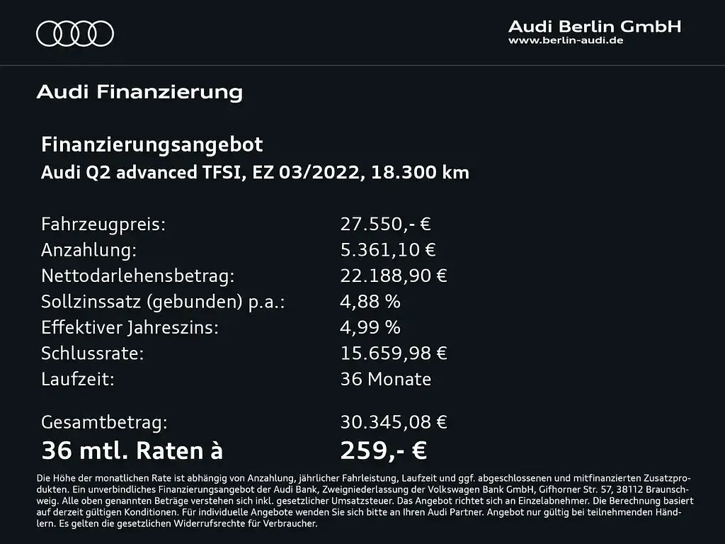 Gebraucht Audi Q2 Ambiente 190 PS (139 kW) 2022 Apfelgrün metallic SUV