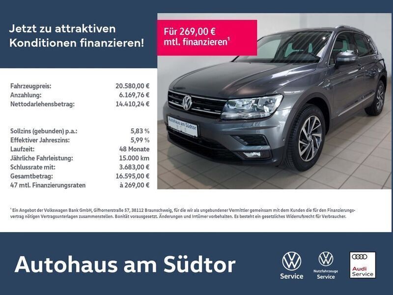 Indiumgrau metallic (metallic) Gebraucht 2017 VW Tiguan Sound SUV | 20.580 € (Guter Preis) - Bild 1/4