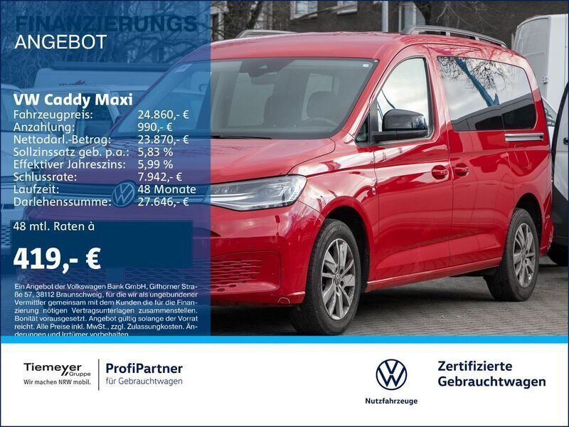 Rot Gebraucht 2021 VW Caddy Maxi Life Van / Kleinbus | 24.860 € (Fairer Preis) - Bild 1/4