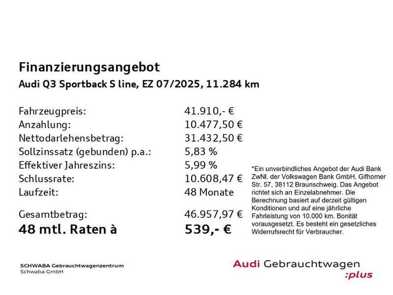 Gebraucht Audi Q3 S-Line 150 PS (110 kW) 2025 Gletscherweiß metallic SUV