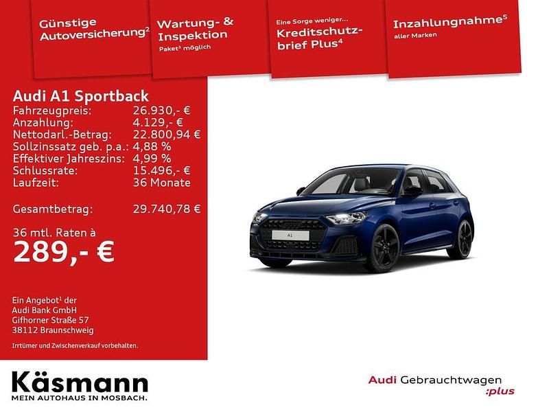Navarrablau metallic Gebraucht 2025 Audi A1 Sportback Advanced Plus Kleinwagen | 26.930 € (Teuer) - Bild 1/4