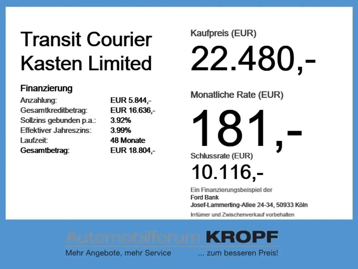 Neu Ford Transit Limited 125 PS (91 kW) 2026 Frost weiß Van / Kleinbus