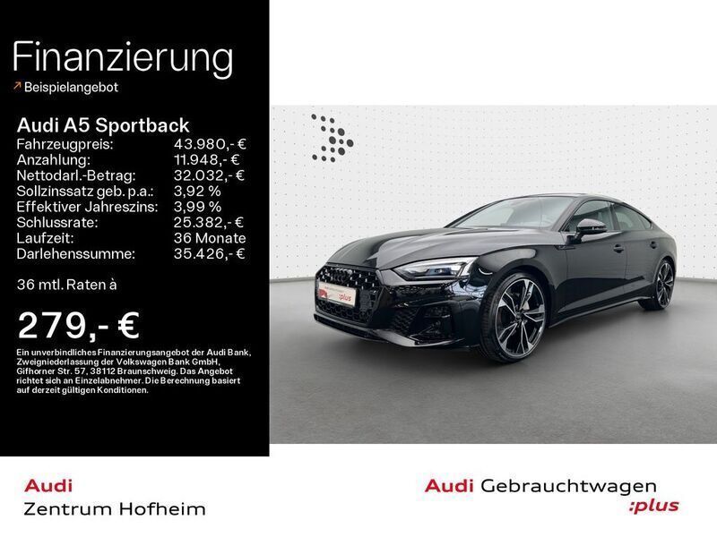 Mythosschwarz metallic Gebraucht 2024 Audi A5 Sportback S-Line Limousine | 43.980 € (Fairer Preis) - Bild 1/4