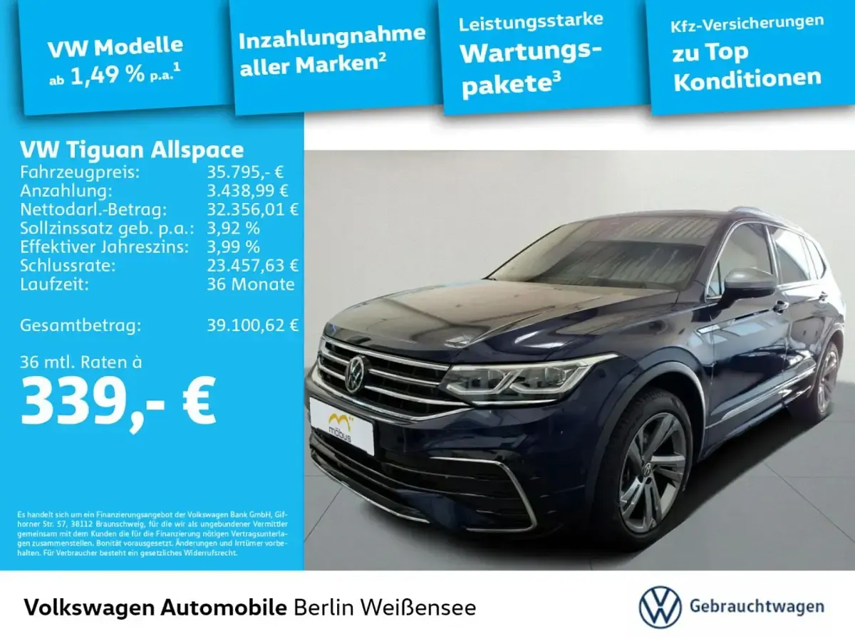 Gebraucht VW Tiguan Allspace R-line 200 PS (147 kW) 2022 Blau SUV
