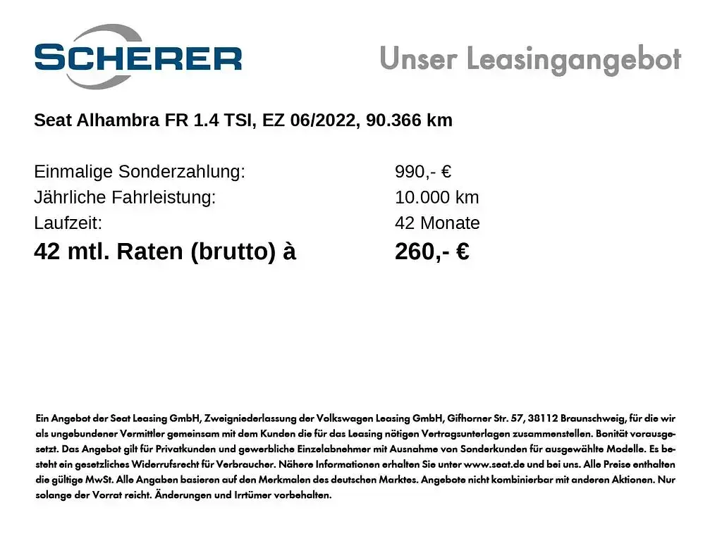 Gebraucht Seat Alhambra FR-Line 150 PS (110 kW) 2022 White silber metallic Van / Kleinbus