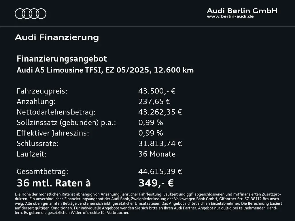 Gebraucht Audi A5 Performance 204 PS (150 kW) 2025 Chronosgrau metallic Limousine