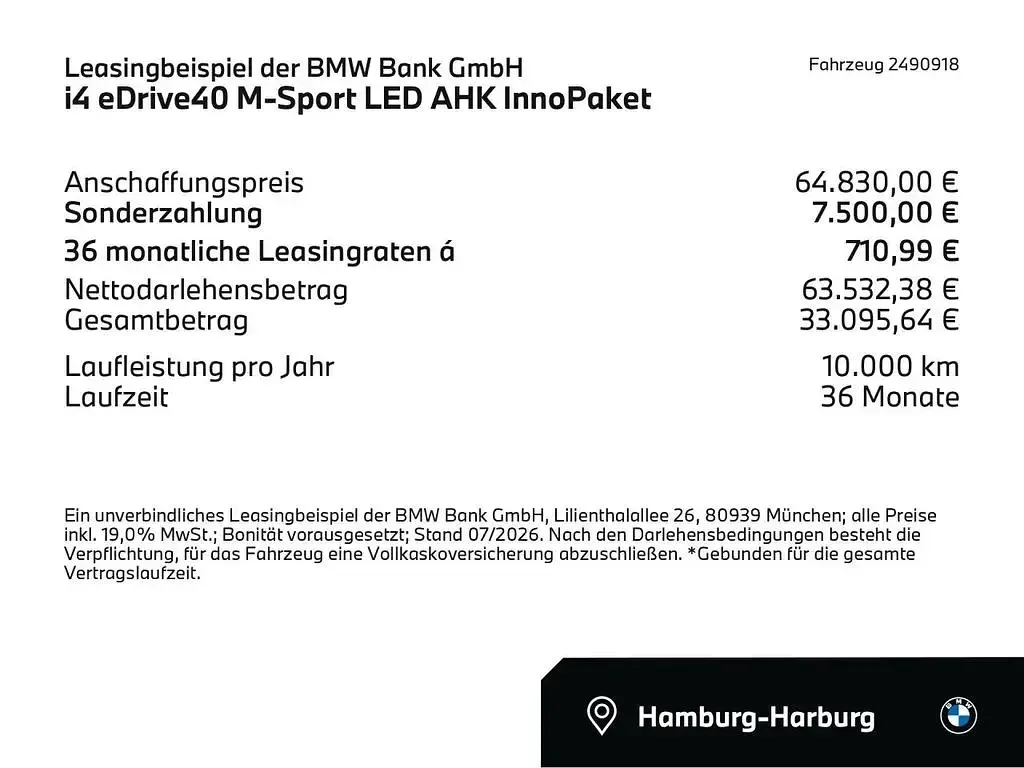 Neu BMW i4 M Sport 250 kW (340 PS) 2026 Black sapphire (schwarz) Limousine