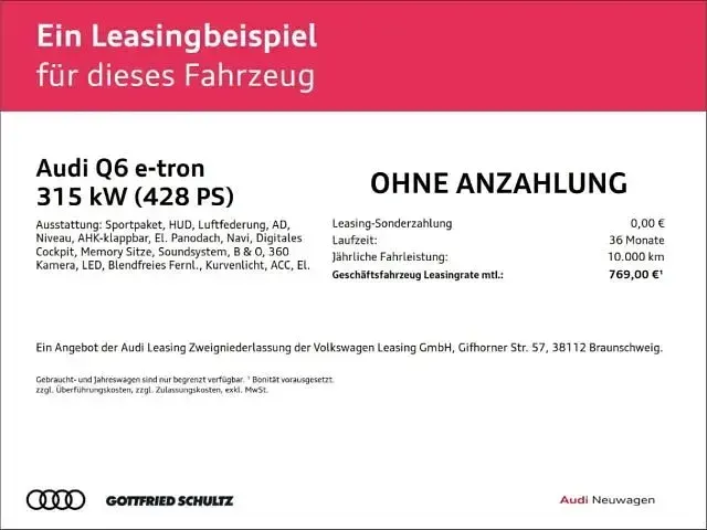 Neu Audi Q6 Sportback e-tron S-Line 314 kW (428 PS) 2026 Grau SUV