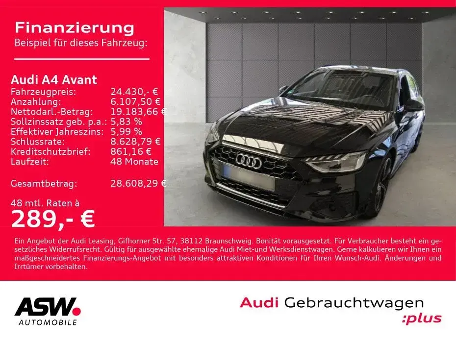 Gebraucht Audi A4 S-Line 163 PS (119 kW) 2023 Mythosschwarz metallic Kombi