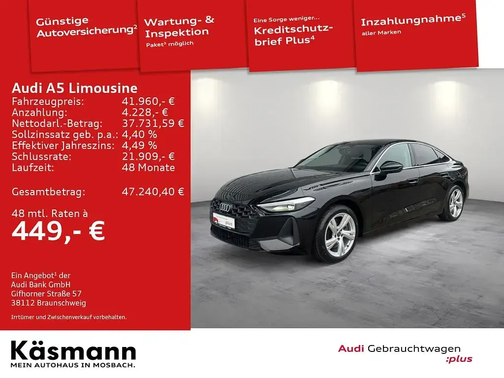 Gebraucht Audi A5 Business 204 PS (150 kW) 2025 Mythosschwarz metallic Limousine