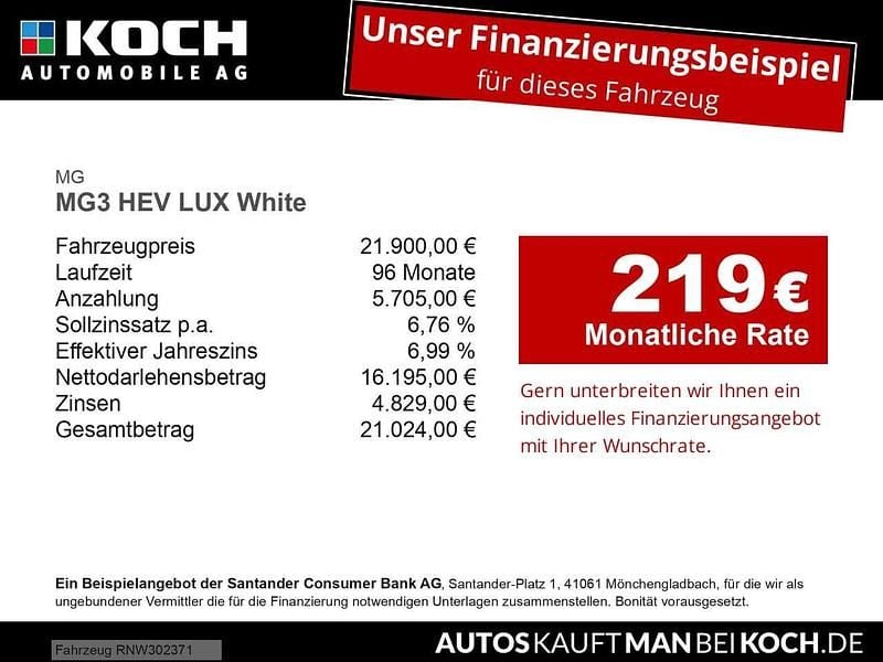 Neu MG MG3 194 PS (142 kW) 2026 Dover white Kleinwagen