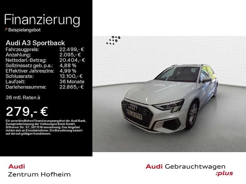 Gletscherweiß metallic Gebraucht 2021 Audi A3 e-tron S-Line Kleinwagen | 22.499 € (Guter Preis) - Bild 1/3