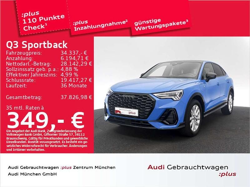 Turboblau Gebraucht 2022 Audi Q3 S-Line SUV | 34.337 € (Etwas zu teuer) - Bild 1/1