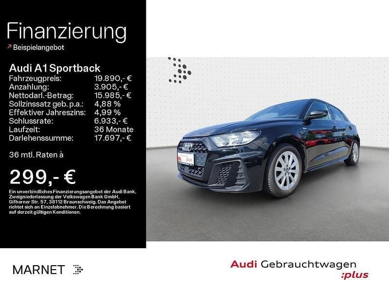 Mythosschwarz metallic Gebraucht 2019 Audi A1 Sportback S-Line Kleinwagen | 19.890 € (Fairer Preis) - Bild 1/4