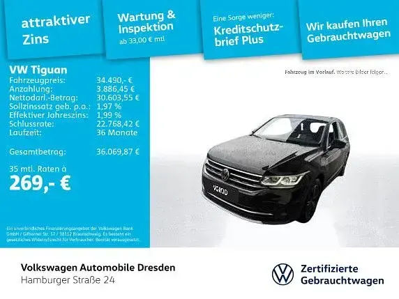 Gebraucht VW Tiguan Elegance 190 PS (139 kW) 2023 Deep black perleffekt SUV