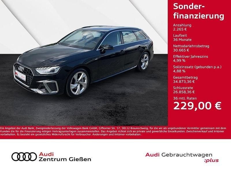 Mythosschwarz metallic Gebraucht 2023 Audi A4 S-Line Kombi | 32.930 € (Superpreis) - Bild 1/4