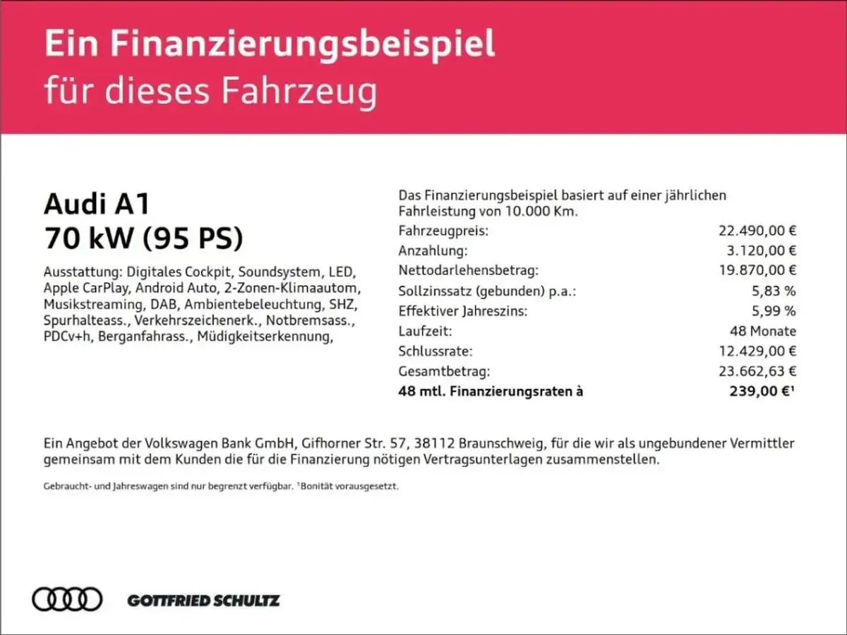 Gebraucht Audi A1 Sportback Ambiente 95 PS (69 kW) 2025 Weiss Kleinwagen