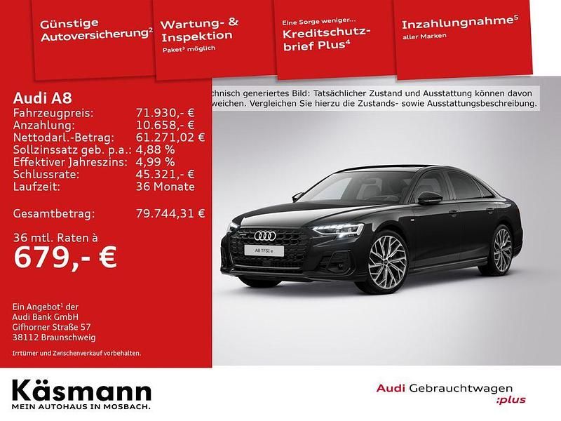 Mythosschwarz metallic Gebraucht 2024 Audi A8 S-Line Limousine | 71.930 € (Superpreis) - Bild 1/4